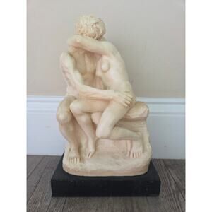 Vtg Santini "The Kiss" Sculpture After Auguste Rodin - Alabaster Resin Figurine